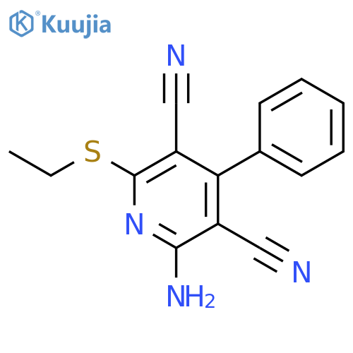 3,5-Pyridinedicarbonitrile, 2-amino-6-(ethylthio)-4-phenyl- structure