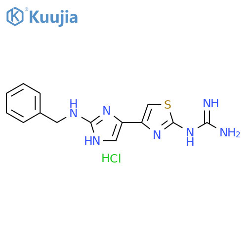 Guanidine, [4-[2-[(phenylmethyl)amino]-1H-imidazol-4-yl]-2-thiazolyl]-, dihydrochloride (9CI) structure