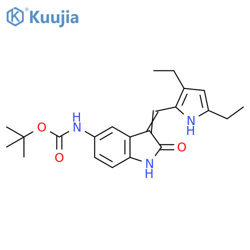 Carbamic acid,[3-[(3,5-diethyl-1H-pyrrol-2-yl)methylene]-2,3-dihydro-2-oxo-1H-indol-5-yl]-, 1,1-dimethylethyl ester structure