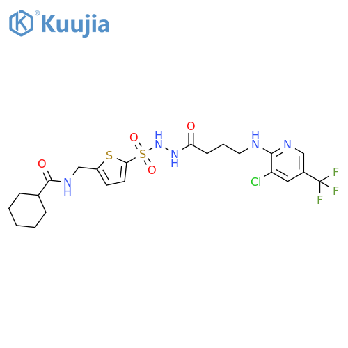 Butanoic acid, 4-[[3-chloro-5-(trifluoromethyl)-2-pyridinyl]amino]-, 2-[[5-[[(cyclohexylcarbonyl)amino]methyl]-2-thienyl]sulfonyl]hydrazide structure