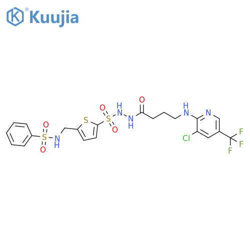 Butanoic acid, 4-[[3-chloro-5-(trifluoromethyl)-2-pyridinyl]amino]-,2-[[5-[[(phenylsulfonyl)amino]methyl]-2-thienyl]sulfonyl]hydrazide structure