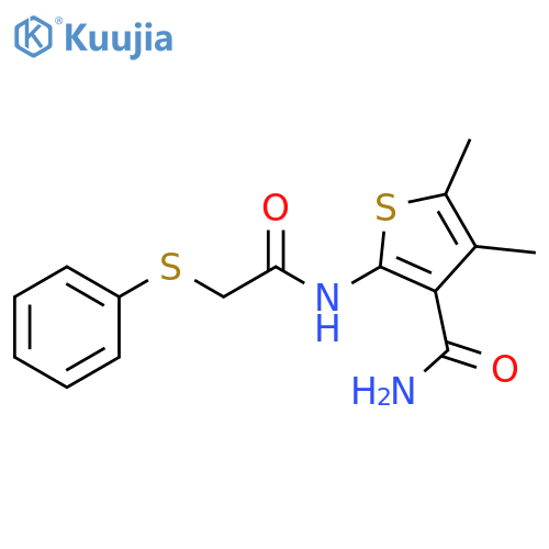 4,5-dimethyl-2-2-(phenylsulfanyl)acetamidothiophene-3-carboxamide structure