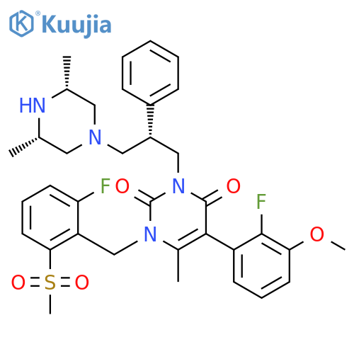 2,4(1H,3H)-Pyrimidinedione,3-[(2S)-3-[(3S,5R)-3,5-dimethyl-1-piperazinyl]-2-phenylpropyl]-5-(2-fluoro-3-methoxyphenyl)-1-[[2-fluoro-6-(methylsulfonyl)phenyl]methyl]-6-methyl- structure