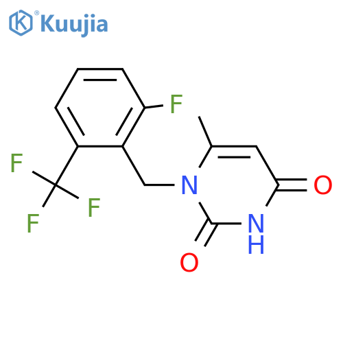 1-[[2-fluoro-6-(trifluoromethyl)phenyl]methyl]-6-methyl-pyrimidine-2,4-dione structure