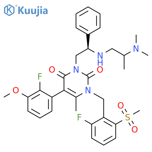 2,4(1H,3H)-Pyrimidinedione,3-[(2R)-2-[[2-(dimethylamino)propyl]amino]-2-phenylethyl]-5-(2-fluoro-3-methoxyphenyl)-1-[[2-fluoro-6-(methylsulfonyl)phenyl]methyl]-6-methyl- structure