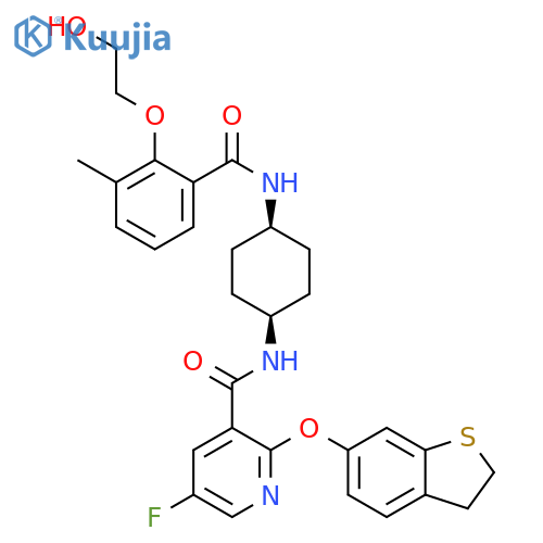 3-Pyridinecarboxamide,2-[(2,3-dihydrobenzo[b]thien-6-yl)oxy]-5-fluoro-N-[cis-4-[[2-(2-hydroxyethoxy)-3-methylbenzoyl]amino]cyclohexyl]- structure