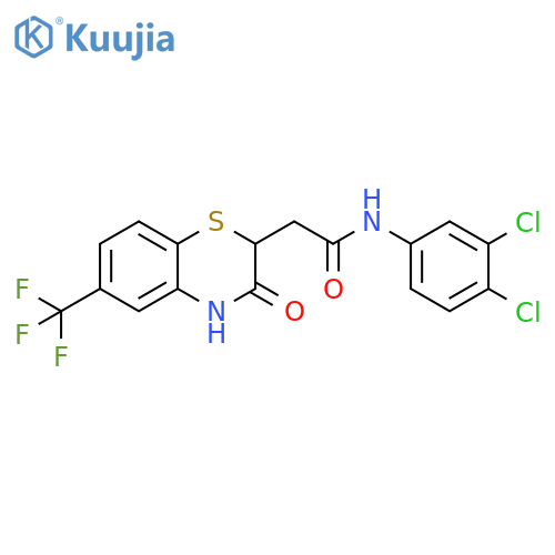 N-(3,4-dichlorophenyl)-2-[3-oxo-6-(trifluoromethyl)-3,4-dihydro-2H-1,4-benzothiazin-2-yl]acetamide structure