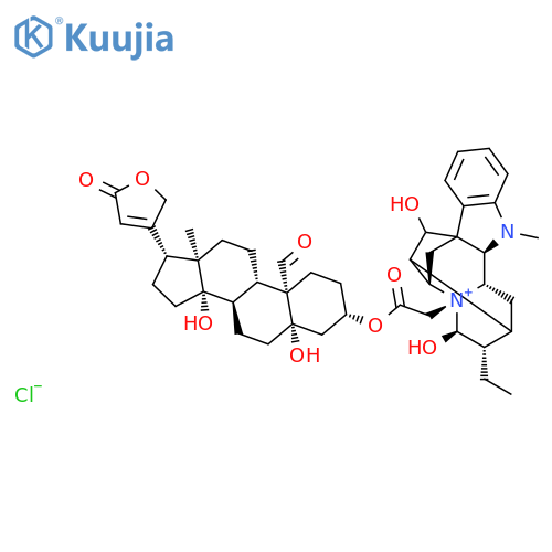 [(3S,5S,8R,9S,10S,13R,14S,17R)-10-Formyl-5,14-dihydroxy-13-methyl-17-(5-oxo-2H-furan-3-yl)-2,3,4,6,7,8,9,11,12,15,16,17-dodecahydro-1H-cyclopenta[a]phenanthren-3-yl] 2-[(9R,10S,13S,14R,15R,16S,18R)-13-ethyl-14,18-dihydroxy-8-methyl-8-aza-15-azoniahexacyclo[14.2.1.01,9.02,7.010,15.012,17]nonadeca-2,4,6-trien-15-yl]acetate;chloride structure
