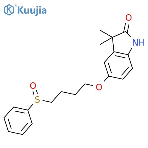 2H-Indol-2-one, 1,3-dihydro-3,3-dimethyl-5-[4-(phenylsulfinyl)butoxy]- structure