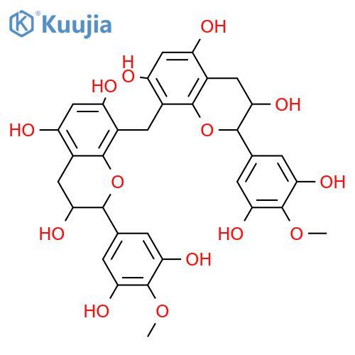2H-1-Benzopyran-3,5,7-triol,8,8'-methylenebis[2-(3,5-dihydroxy-4-methoxyphenyl)-3,4-dihydro-,(2R,2'R,3S,3'S)- structure