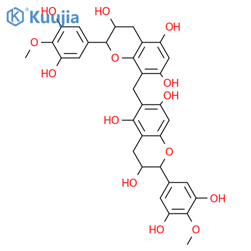 2H-1-Benzopyran-3,5,7-triol,2-(3,5-dihydroxy-4-methoxyphenyl)-6-[[(2R,3S)-2-(3,5-dihydroxy-4-methoxyphenyl)-3,4-dihydro-3,5,7-trihydroxy-2H-1-benzopyran-8-yl]methyl]-3,4-dihydro-, (2R,3S)- structure