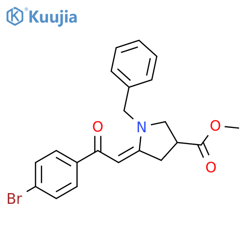 3-Pyrrolidinecarboxylic acid, 5-[2-(4-bromophenyl)-2-oxoethylidene]-1-(phenylmethyl)-, methyl ester, (5Z)- structure