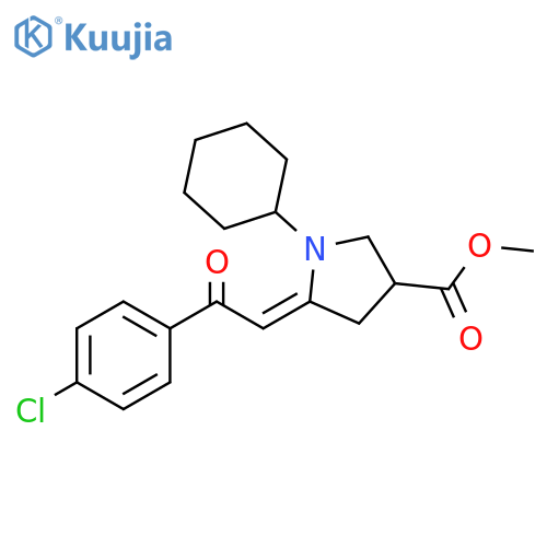 3-Pyrrolidinecarboxylic acid, 5-[2-(4-chlorophenyl)-2-oxoethylidene]-1-cyclohexyl-, methyl ester, (5Z)- structure