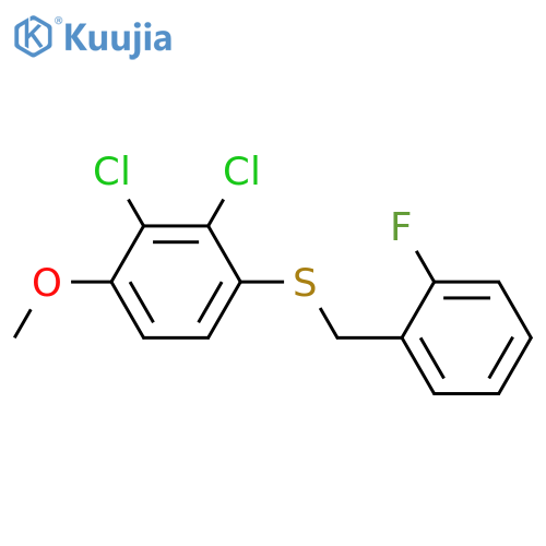 BENZENE, 2,3-DICHLORO-1-[[(2-FLUOROPHENYL)METHYL]THIO]-4-METHOXY- structure