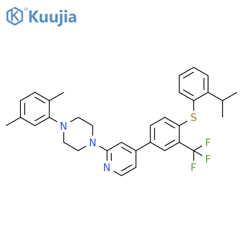 Piperazine,1-(2,5-dimethylphenyl)-4-[4-[4-[[2-(1-methylethyl)phenyl]thio]-3-(trifluoromethyl)phenyl]-2-pyridinyl]- structure