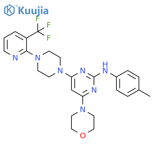 2-Pyrimidinamine, N-(4-methylphenyl)-4-(4-morpholinyl)-6-[4-[3-(trifluoromethyl)-2-pyridinyl]-1-piperazinyl]- structure