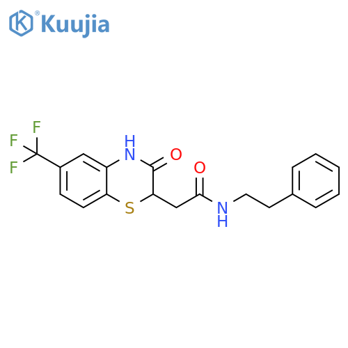 2-3-oxo-6-(trifluoromethyl)-3,4-dihydro-2H-1,4-benzothiazin-2-yl-N-(2-phenylethyl)acetamide structure