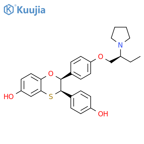 1,4-Benzoxathiin-6-ol,2,3-dihydro-3-(4-hydroxyphenyl)-2-[4-[(2S)-2-(1-pyrrolidinyl)butoxy]phenyl]-, (2S,3R)- structure