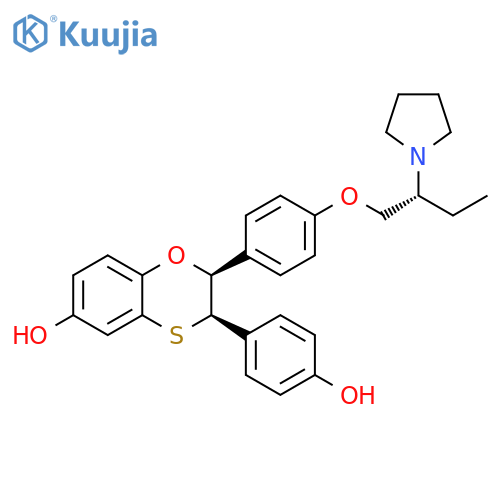 1,4-Benzoxathiin-6-ol,2,3-dihydro-3-(4-hydroxyphenyl)-2-[4-[(2R)-2-(1-pyrrolidinyl)butoxy]phenyl]-, (2S,3R)- structure