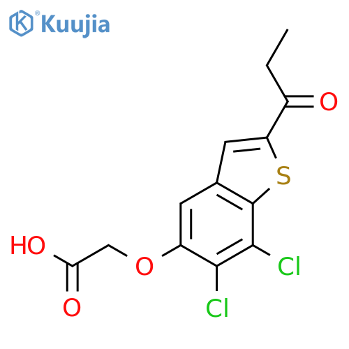 Acetic acid, [[6,7-dichloro-2-(1-oxopropyl)benzo[b]thien-5-yl]oxy]- structure