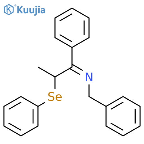 Benzenemethanamine, N-[1-phenyl-2-(phenylseleno)propylidene]- structure