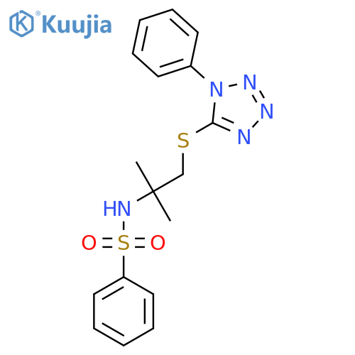 N-[2-methyl-1-(1-phenyltetrazol-5-yl)sulfanylpropan-2-yl]benzenesulfonamide structure