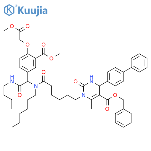 5-PyriMidinecarboxylic acid, 4-[1,1'-biphenyl]-4-yl-1-[6-[[2-(butylaMino)-1-[3-(Methoxycarbonyl)-4-(2-Methoxy-2-oxoethoxy)phenyl]-2-oxoethyl]hexylaMino]-6-oxohexyl]-1,2,3,4-tetrahydro-6-Methyl-2-oxo-, phenylMethyl ester structure