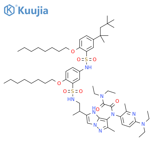 Ethanediamide,N-[6-(diethylamino)-2-methyl-3-pyridinyl]-N',N'-diethyl-N-[6-methyl-2-[1-methyl-2-[[[2-(octyloxy)-5-[[[2-(octyloxy)-5-(1,1,3,3-tetramethylbutyl)phenyl]sulfonyl]amino]phenyl]sulfonyl]amino]ethyl]-1H-imidazo[1,2-b]pyrazol-7-yl]- structure