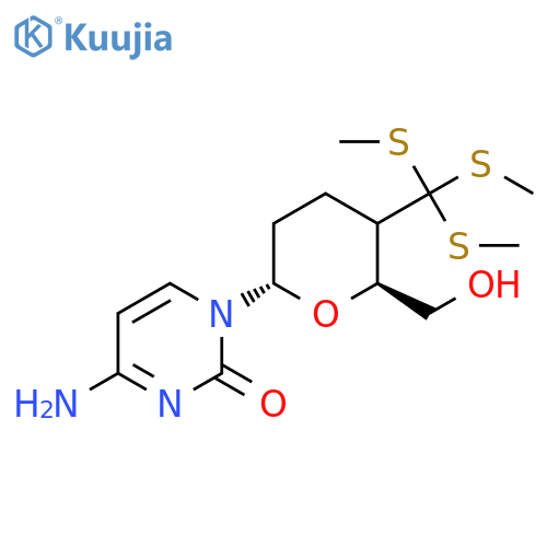 2(1H)-Pyrimidinone, 4-amino-1-[(2S,6S)-tetrahydro-6-(hydroxymethyl)-5-[tris(methylthio)methyl]-2H-pyran-2-yl]- structure