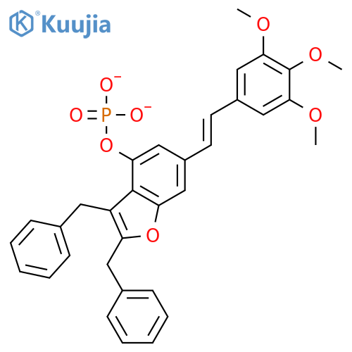 Phosphoric acid, bis(phenylmethyl)6-[(1Z)-2-(3,4,5-trimethoxyphenyl)ethenyl]-4-benzofuranyl ester structure