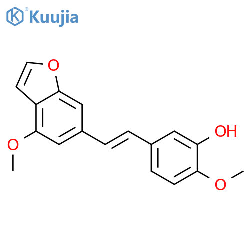 Phenol, 2-methoxy-5-[(1E)-2-(4-methoxy-6-benzofuranyl)ethenyl]- structure