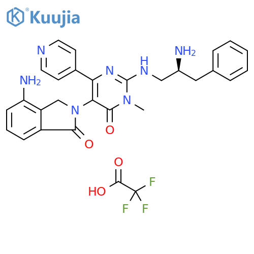 1H-Isoindol-1-one, 4-amino-2-[2-[[(2S)-2-amino-3-phenylpropyl]amino]-1,6-dihydro-1-methyl-6-oxo-4-(4-pyridinyl)-5-pyrimidinyl]-2,3-dihydro-, 2,2,2-trifluoroacetate (1:) structure