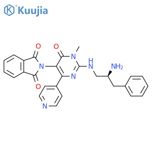 1H-Isoindole-1,3(2H)-dione,2-[2-[[(2S)-2-amino-3-phenylpropyl]amino]-1,6-dihydro-1-methyl-6-oxo-4-(4-pyridinyl)-5-pyrimidinyl]- structure