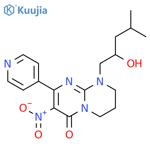 4H-Pyrimido[1,2-a]pyrimidin-4-one, 6,7,8,9-tetrahydro-9-(2-hydroxy-4-methylpentyl)-3-nitro-2-(4-pyridinyl)- structure
