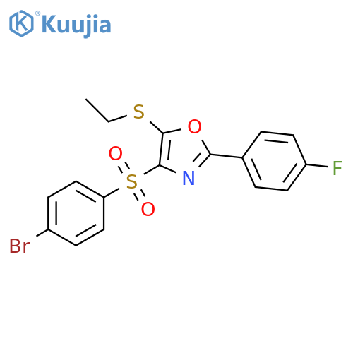 4-(4-bromobenzenesulfonyl)-5-(ethylsulfanyl)-2-(4-fluorophenyl)-1,3-oxazole structure