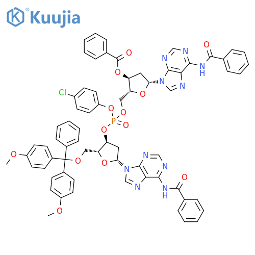 Adenosine,N-benzoyl-5'-O-[bis(4-methoxyphenyl)phenylmethyl]-P-(4-chlorophenyl)-2'-deoxyadenylyl-(3'&reg;5')-N-benzoyl-2'-deoxy-,3'-benzoate (9CI) structure