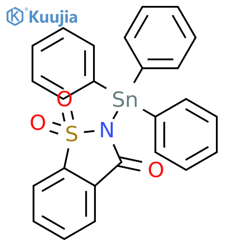 1,2-Benzisothiazol-3(2H)-one, 2-(triphenylstannyl)-, 1,1-dioxide structure