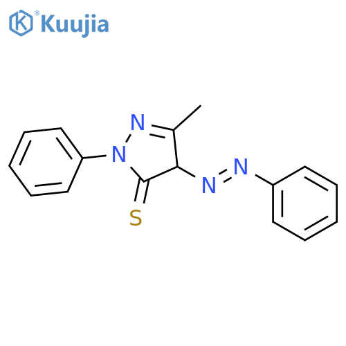 3H-PYRAZOLE-3-THIONE, 2,4-DIHYDRO-5-METHYL-2-PHENYL-4-(PHENYLAZO)- structure