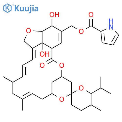[20,20b-dihydroxy-5',6,8-trimethyl-6'-(1-methylethyl)-17-oxo-3',4',5',6,6',10,11,14,15,17,17a,20,20a,20b-tetradecahydro-2H,7H-spiro[11,15-methanofuro[4,3,2-pq][2,6]benzodioxacyclooctadecine-13,2'-pyran]-19-yl]methyl 1H-pyrrole-2-carboxylate structure