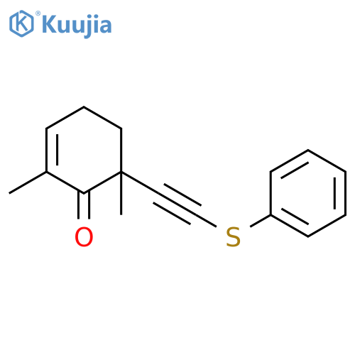 2-Cyclohexen-1-one, 2,6-dimethyl-6-[(phenylthio)ethynyl]- structure
