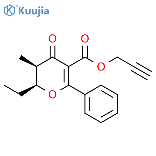 2H-Pyran-5-carboxylic acid, 2-ethyl-3,4-dihydro-3-methyl-4-oxo-6-phenyl-, 2-propynyl ester, cis- (9CI) structure
