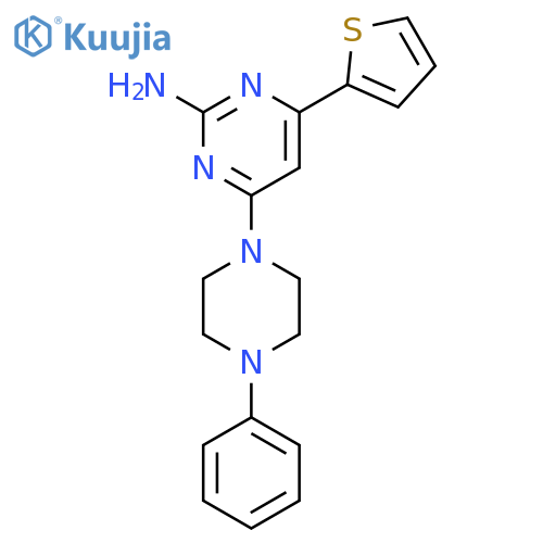 2-Pyrimidinamine, 4-(4-phenyl-1-piperazinyl)-6-(2-thienyl)- structure