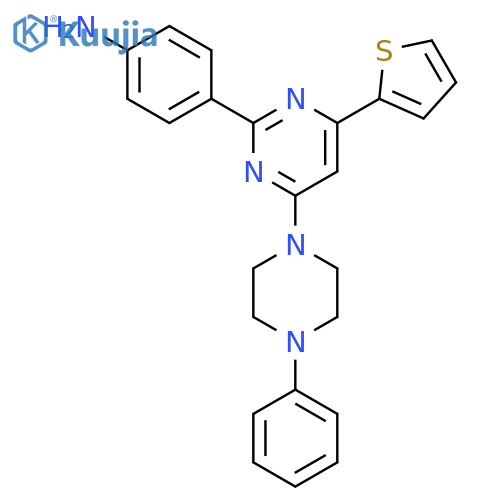 Benzenamine, 4-[4-(4-phenyl-1-piperazinyl)-6-(2-thienyl)-2-pyrimidinyl]- structure