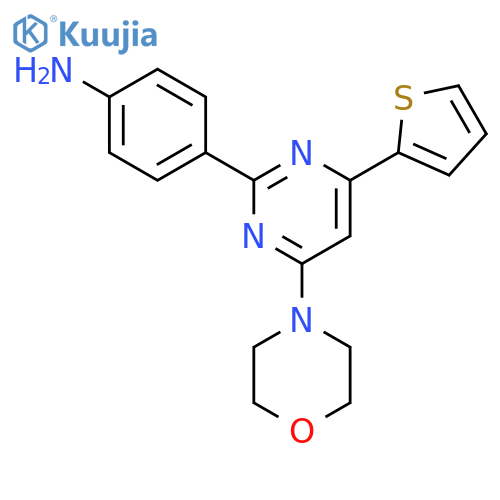 Benzenamine, 4-[4-(4-morpholinyl)-6-(2-thienyl)-2-pyrimidinyl]- structure