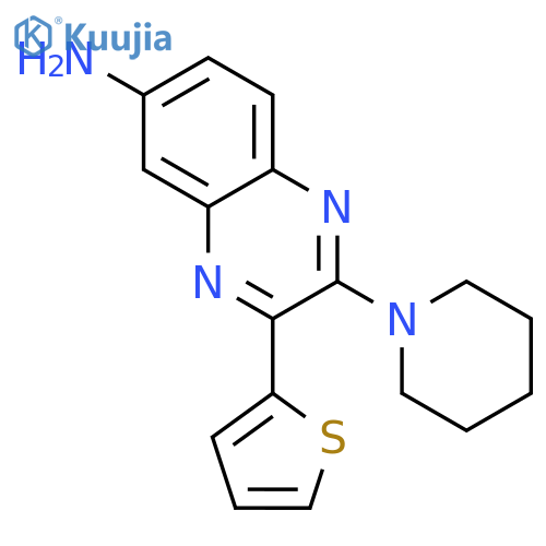 6-Quinoxalinamine, 2-(1-piperidinyl)-3-(2-thienyl)- structure