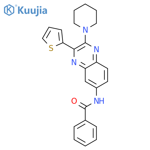 Benzamide, N-[2-(1-piperidinyl)-3-(2-thienyl)-6-quinoxalinyl]- structure