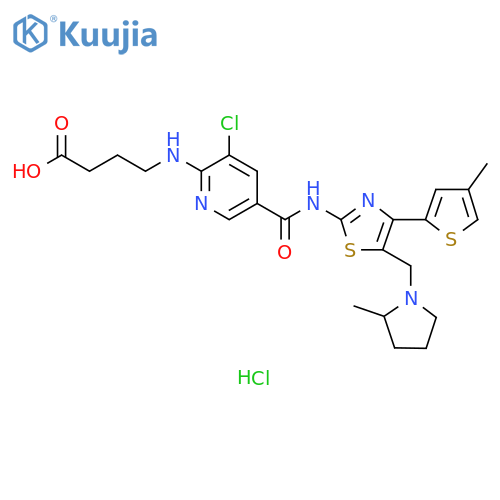 Butanoic acid,4-[[3-chloro-5-[[[5-[(2-methyl-1-pyrrolidinyl)methyl]-4-(4-methyl-2-thienyl)-2-thiazolyl]amino]carbonyl]-2-pyridinyl]amino]-, monohydrochloride structure
