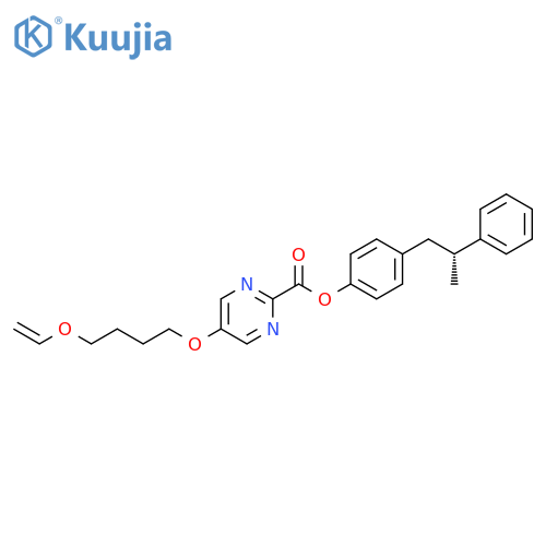 2-Pyrimidinecarboxylic acid, 5-[4-(ethenyloxy)butoxy]-,4-[(2R)-2-phenylpropyl]phenyl ester structure