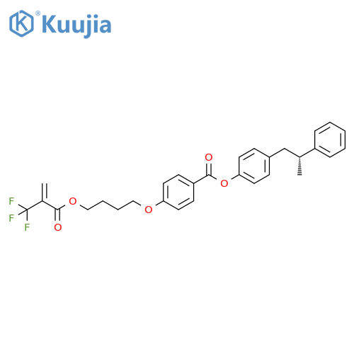 Benzoic acid, 4-[4-[[1-oxo-2-(trifluoromethyl)-2-propenyl]oxy]butoxy]-,4-[(2R)-2-phenylpropyl]phenyl ester structure