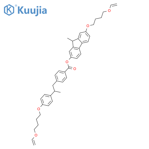 Benzoic acid, 4-[(2R)-2-[4-[4-(ethenyloxy)butoxy]phenyl]propyl]-,7-[4-(ethenyloxy)butoxy]-9-methyl-9H-fluoren-2-yl ester structure